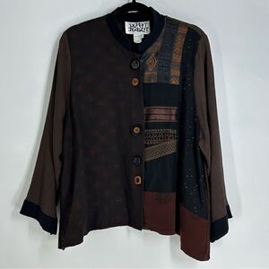 DONNA JESSICA Vintage Art to Wear Patchwork Lagenlook Cardigan Sz 1 S/M